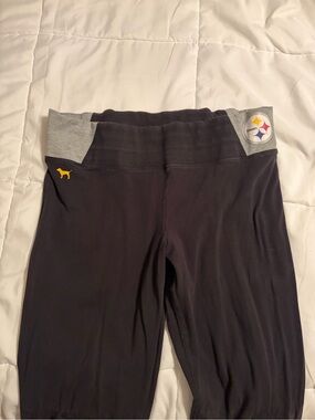 Victoria secret’s PINK steeler sports logo wide leg flare leggings